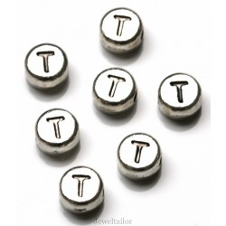 NEW! 1 Letter T Quality Silver Plated Round Alphabet Bead 7mm ~ Ideal For Occasion Name Bracelets, Card Making & Other Craft Activities